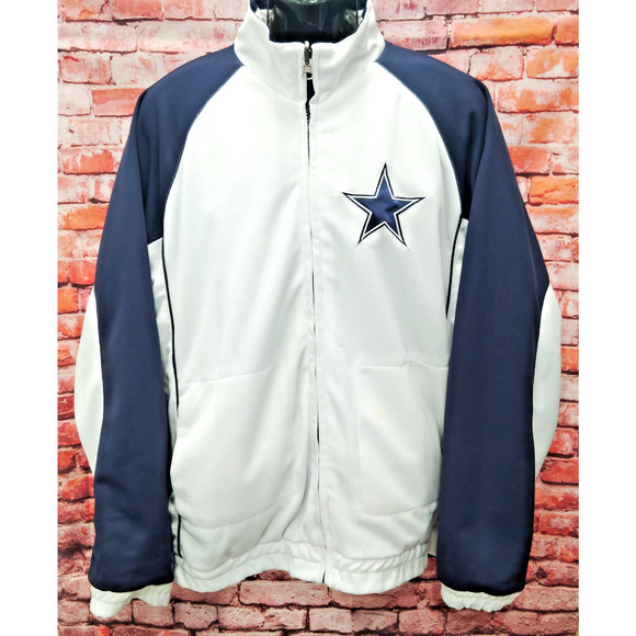 Dallas Cowboys Reversible Coat Mens Large Navy White NFL Football Sports - Picture 1 of 12